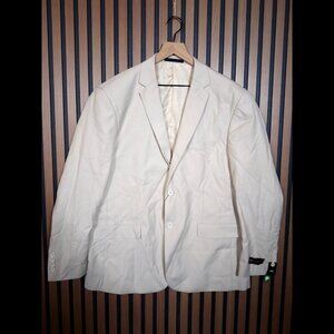 New BraveMan Blazer 46L Mens Beige Classic Fit Suit Jacket Pockets 2-Button